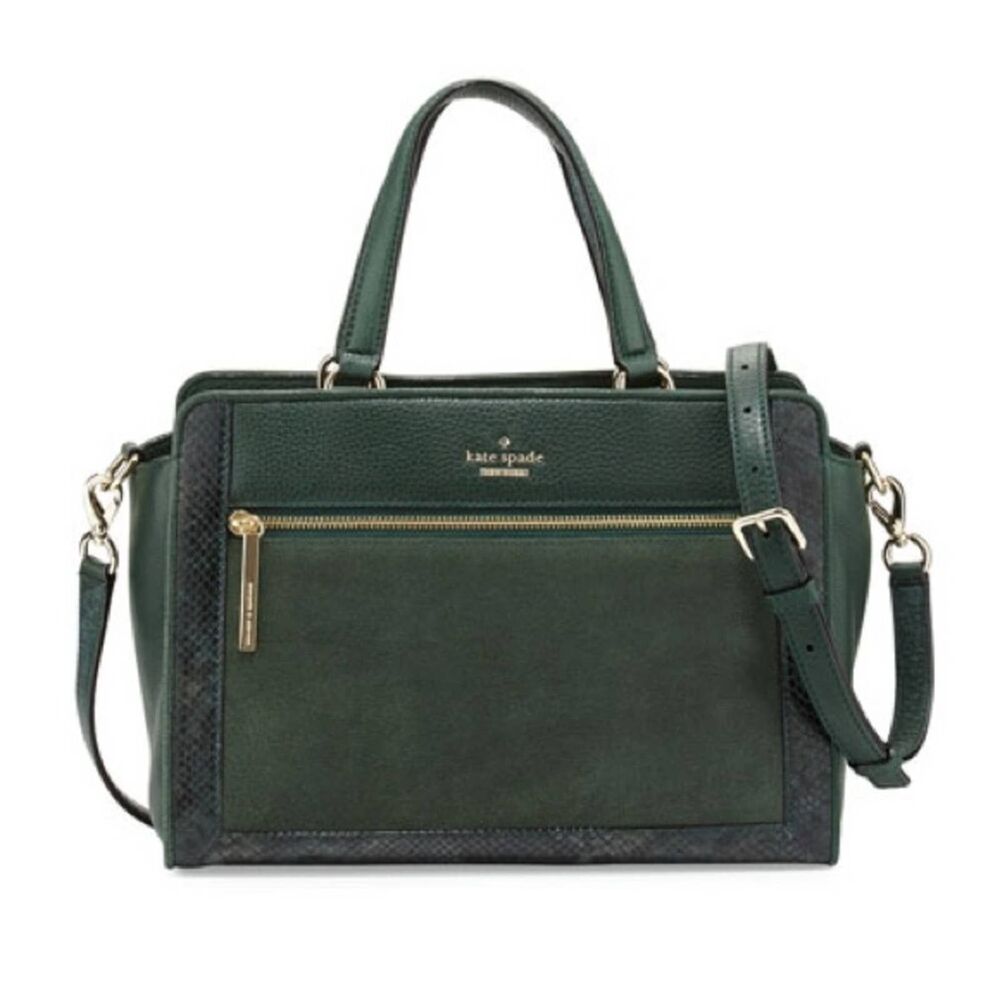 New York Chatham Lane Harlan Satchel Bag Forest Leaf Green Suede